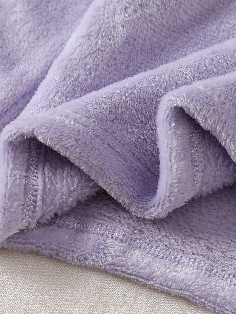 Teen Girls Pajamas Autumn/Winter New Flannel Bow Embroidery Round Neck Top & All-Over Print Fair Isle Butterfly Plush Pants 2pcs Set Soft Skin-Friendly Loungewear 1 SET - Purple - View 5