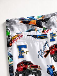 [8 Sets Randomly Send 2 Sets]Baby Boys Pajamas Cute Car Print Short Sleeve Long Pants Knit Comfortable Soft Snug Fit Sleepwear Loungewear Set - Multicolor - View 8