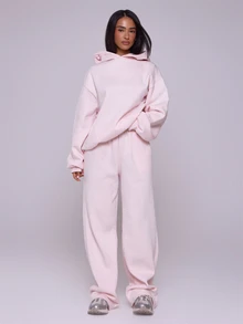 MUSERA Oversized Hoodie Relaxed Fit Dropped Shoulder Sweatshirt Back To School Cosy Cute Casual Every Y2K Streetwear Capsule Wardrobe Summer Spring - Pink - View 2