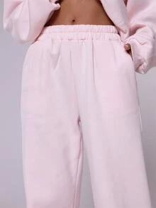 MUSERA Oversized Fleece Sweatpants Vacation Airport Casual 90's Summer Airport Graduation Back To School Graduation Teacher For Women Back To School  Spring - Pink - View 5