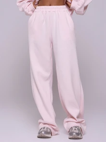 MUSERA Oversized Fleece Sweatpants Vacation Airport Casual 90's Summer Airport Graduation Back To School Graduation Teacher For Women Back To School  Spring - Pink - View 2