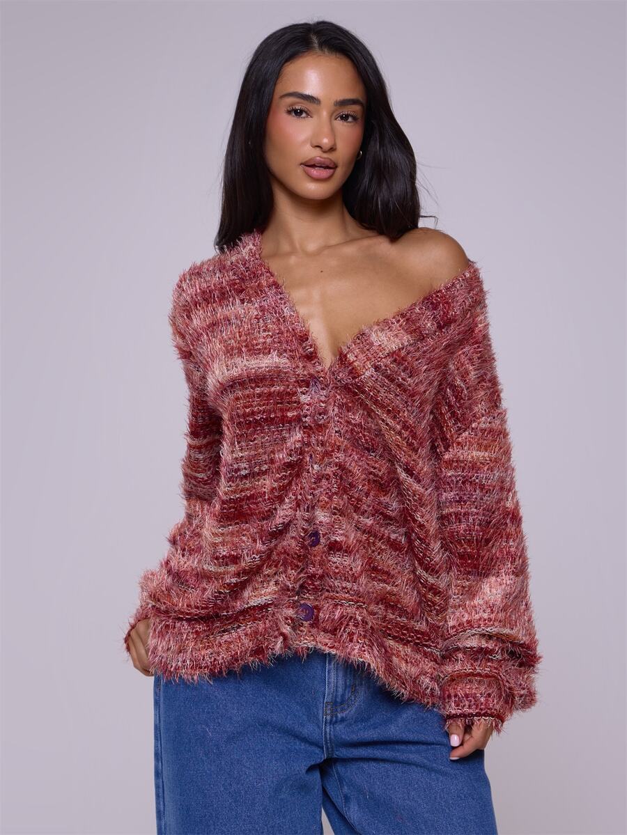 MUSERA Oversized Textured Cardigan Spring Casual Y2k 90's Stripe Oversized Airport Back To School Winter Everyday Office Chic Sweater Valentines Day - Multicolor - View 1