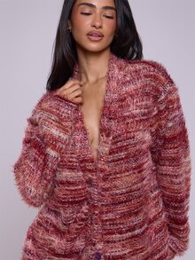 MUSERA Oversized Textured Cardigan Spring Casual Y2k 90's Stripe Oversized Airport Back To School Winter Everyday Office Chic Sweater Valentines Day - Multicolor - View 5