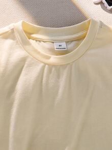 Joliand Young Girl Knitted Round Neck Casual Flutter Sleeve T-Shirt - Beige - View 8