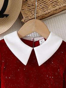 SHEIN 2pcs Girl Casual Sweet Knit Solid Pocket Long Sleeve Lapel Slim Fit Maxi Yellow Pants Outfit Set Back To School Daily Fall Comfortable Breathable - Red - View 7