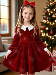 SHEIN 2pcs Girl Casual Sweet Knit Solid Pocket Long Sleeve Lapel Slim Fit Maxi Yellow Pants Outfit Set Back To School Daily Fall Comfortable Breathable - Red - View 4