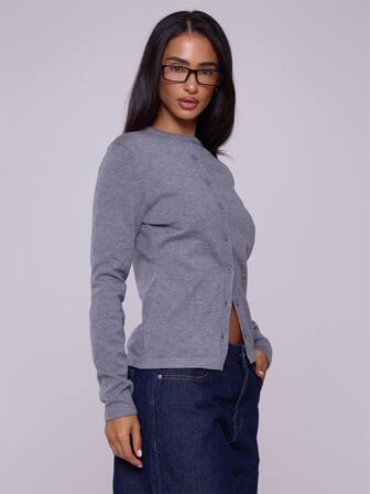 MUSERA Knopfleiste Langarm Pullover Frühling Lässig Y2k 90er Jahre Süß Flughafen Urlaub Sommer Schulanfang Winter Alltag Arbeit Büro Chic Frühling Herbst