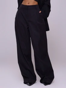 MUSERA Wide Leg Tailored Trousers Summer Elegant Old Money Classy Vacation Boho Elegant Holiday Work Office Fall Autumn Everyday Party Spring Casual - Black - View 2