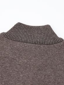 Manfinity CasualKnits 男士秋冬半開領修肩針織套頭毛衣 - 咖啡棕 - 查看 4