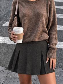 Airaco Women's New Dark Gray Skirt In A Wool-Like Fabric For Autumn And Wintersuitable For Both Commuting And Everyday Wear. - Dark Grey - View 4