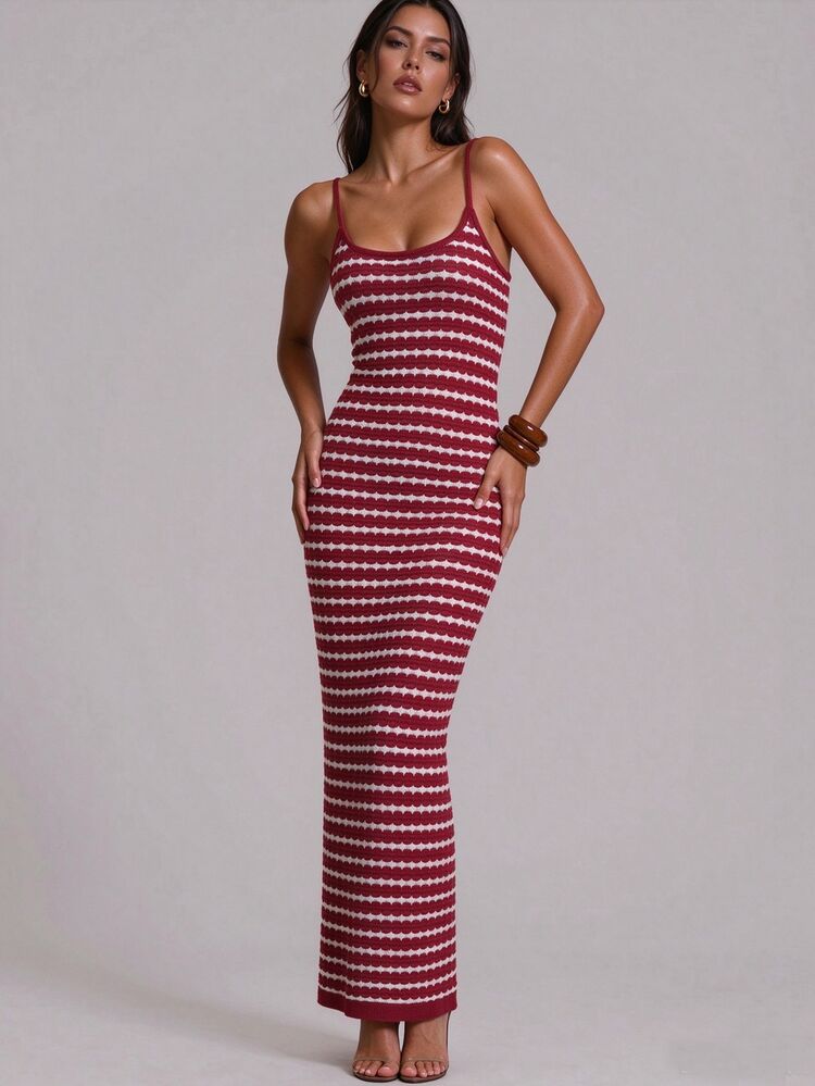 Glamine Black & White Striped Sleeveless Midi Dress, Elegant & Graceful For Elegant Long Party Dress Burgundy Dress Striped Dress - Multicolor - View 1