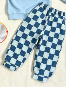 2 Pieces Boys' Sweatshirt Set, Cute Duck Pattern Print, Long Sleeves, Round Neck, Fall, 1st Birthday Light Blue Blue And White Funny Graphic - Multicolor - View 6