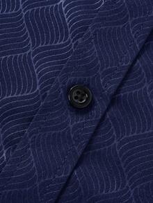 Calvornis Men's Navy Blue Autumn Elegant Office Shirt,Luxury Business Casual Solid Color Button Long Sleeve Formal Designer Shirts For Men, Ceremony - Navy Blue - View 7