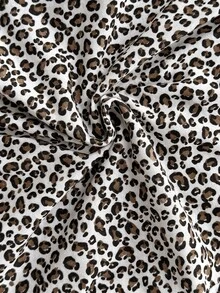 SHEIN Women Brown Leopard Bow Print Long Sleeve Top & Leopard Print Pants Soft Pajama Set - Brown - View 6