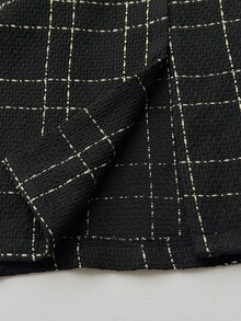 GlowEve CURVE Women's Fashion Elegant Large Lapel Long Sleeve Double-Breasted Waist-Cinching A-Line Plaid Jacket, Suitable For Daily Commute Wear Fall - Black - View 12