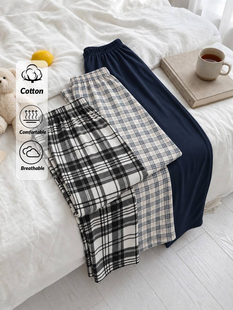 SHEIN 3 قطع ملابس نوم سفلية للنساء - متعدد الألوان - مشاهدة 1