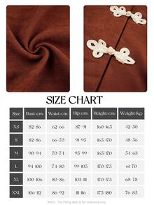 NOVVYNE Women Chinese Knot Button Long Sleeve Shirt & Wide Leg Pants Set, Contrast Trim Two Pieces Outfit, Autumn Winter Elegant Vintage Casual Co-Ord Suit - Brown - View 8