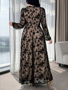 Modelyn Plus Size Women Lace Patchwork Casual Party Dress - Multicolor - View 2
