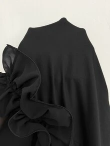 Cravure Plus Size Women Elegant Party Banquet Birthday Dinner Long Ruffle Ruffle Long Sleeve Black Jumpsuit Fall - Black - View 8