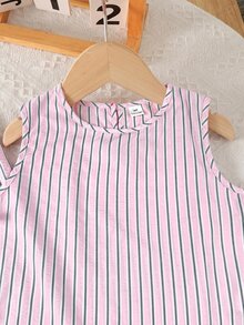 Joliand Joliand Tween Girls Striped Tank Top And Loose Long Pants 2pcs Set Casual Daily Fashion Versatile - Pink - View 11