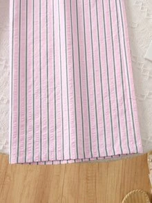 Joliand Joliand Tween Girls Striped Tank Top And Loose Long Pants 2pcs Set Casual Daily Fashion Versatile - Pink - View 7