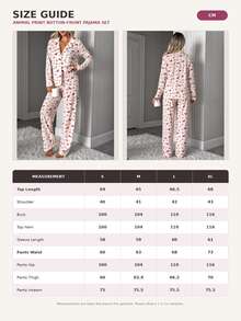 SHEIN Women Safari Animal Print Button Front Long Sleeve Top And Straight Leg Pants 2 Pieces Casual Pajama Set - Multicolor - View 10