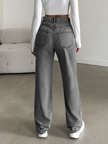 cottnline Women's Straight Leg Jeans - Light Grey - View 3