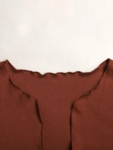 Joliand 兒童青少年女孩純色長袖開襟衫與碎花細肩帶洋裝套裝 - 卡其色 - 查看 10