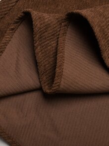 Joliand Joliand Tween女孩卡其色燈芯絨拼接白色長袖3D蝴蝶結裝飾翻領前開襟洋裝，復古學院風精緻大蝴蝶結襯衫洋裝，休閒學院風 - 卡其色 - 查看 15