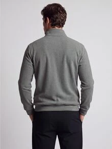 TekDrob 4-Way Stretch Fleeced Sweatshirt With Half Zip Moke Neck, Soft Touch And Keep Warm Effect - Dark Grey - View 8
