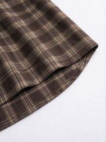 Linhara CURVE Plus Size Woven Check Pattern Autumn Women's Shirt Christmas - Brown - View 4