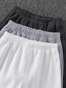 SHEIN 青少年男孩字母圖案針織柔軟圓領長袖套頭運動衫彈性腰長褲6件套百搭舒適 - 彩色 - 查看 7