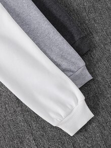 SHEIN 青少年男孩字母圖案針織柔軟圓領長袖套頭運動衫彈性腰長褲6件套百搭舒適 - 彩色 - 查看 6