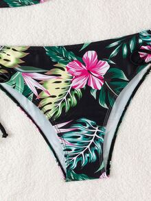 Swim Lushoire 女士夏季沙灘熱帶植物印花性感比基尼套裝，硬杯（隨機花紋圖案） - 彩色 - 查看 5