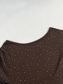 Lalippa Women's Top, Jersey Knit Asymmetric Off-The-ShoulderPoncho,Summer - Brown - View 3