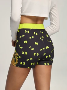 SCOOBY-DOO X SHEIN Celana Pendek Kasual Wanita Motif Kartun - Hitam - View 2