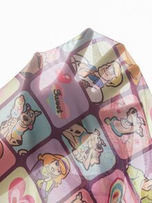 SCOOBY-DOO X SHEIN Women's Heart Print Long Sleeve Cropped Fitted Top SCOOBY-DOO - Multicolor - View 7