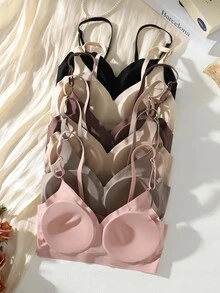 Barelissa 女款多色無縫無線V領內衣套裝，柔軟舒適聚攏式Bralette，通勤與日常穿著的日常內衣 - 彩色 - 查看 5