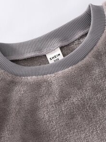 SHEIN 男童秋冬款毛絨長袖企鵝印花居家睡衣套裝 - 彩色 - 查看 3