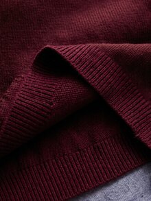SHEIN Kids Young Boys Casual Preppy Versatile Grey Striped Vest Knitwear Sweater, Suitable For Spring, Autumn, Winter And Back To School Season - Burgundy - View 4