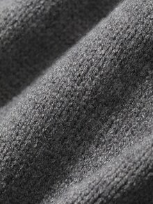 DAZY Solid Color Fitted Asymmetrical Neckline Tie Long Sleeve Casual Vacation Korean Style Autumn/Winter Knit Sweater For Women - Grey - View 8