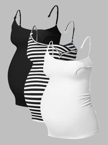 Modmama Maternity 3pcs Nursing Sports Set: Wool-Lined Tight Cami Top For Running, Fitness, Outdoor Sports, Travel - Black and White - View 9