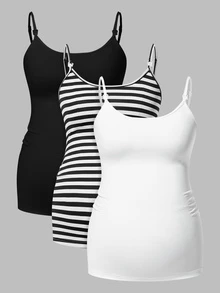 Modmama Maternity 3pcs Nursing Sports Set: Wool-Lined Tight Cami Top For Running, Fitness, Outdoor Sports, Travel - Black and White - View 15