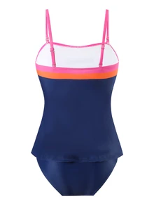 Swim Lushoire 2pcs Navy Blue Women Bikini Set,Fixed Strapless Design Removable Strap Tummy Control Vest Top And Shorts,Summer Casual Beach Holiday Style - Multicolor - View 7