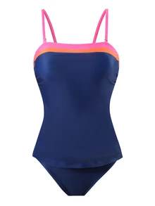 Swim Lushoire 2pcs Navy Blue Women Bikini Set,Fixed Strapless Design Removable Strap Tummy Control Vest Top And Shorts,Summer Casual Beach Holiday Style - Multicolor - View 6