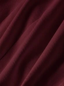 SHEIN MOD 優雅青蛙鈕扣掛脖上衣與直筒長褲套裝 - 酒紅色 - 查看 3
