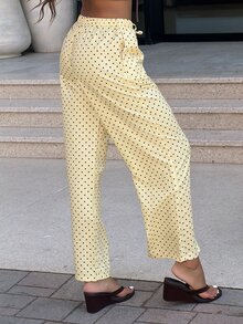 Sindi Myftari Yellow Polka Dot Woven Women's Casual Pants - Yellow - View 2