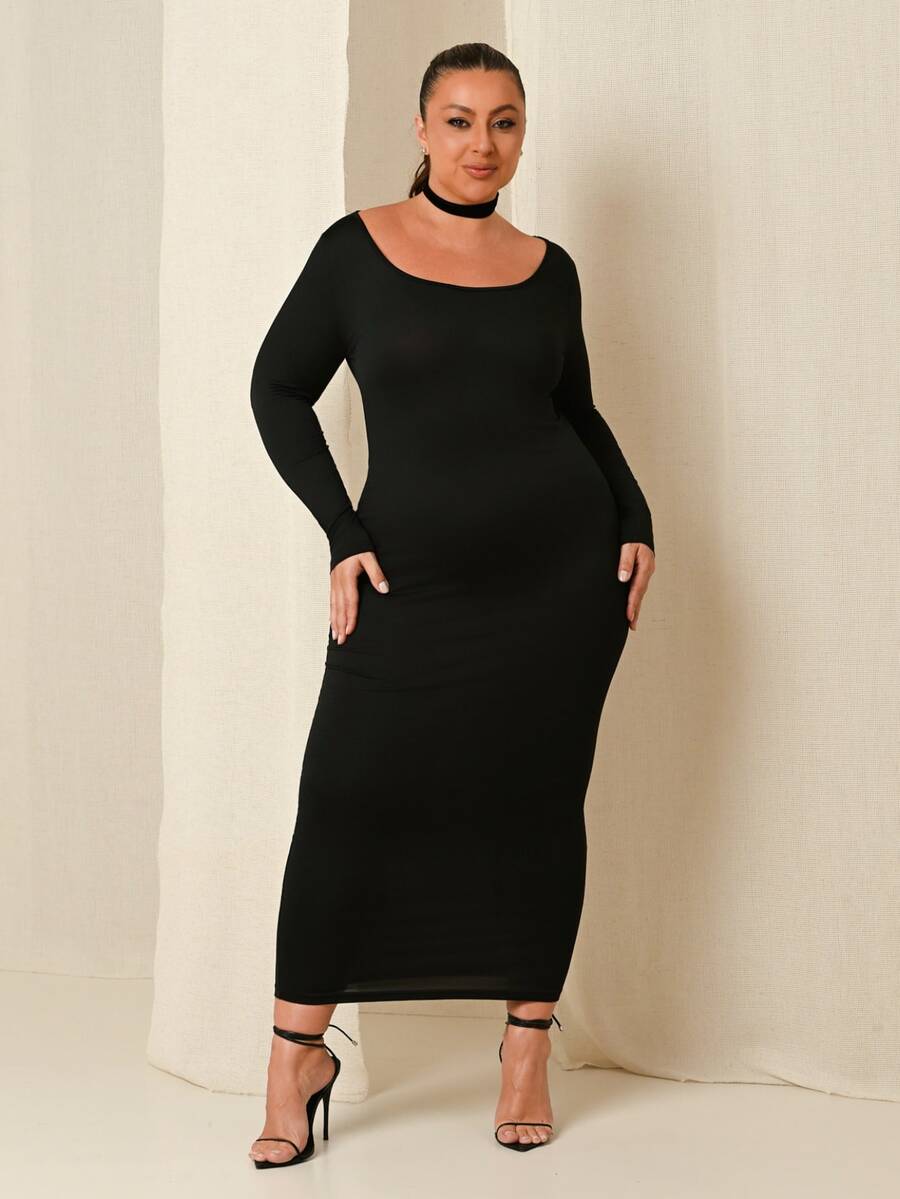Lele Munniz Plus Đầm Bodycon cổ tròn chắc chắn