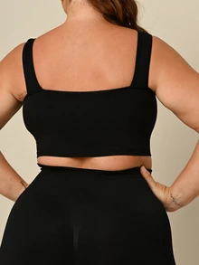 Lele Munniz Plus Solid Sports Bra - Black - View 2