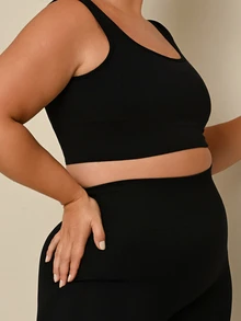 Lele Munniz Plus Solid Sports Bra - Black - View 5